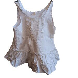 12m 1yr Vintage Dress White Lace-Trimmed Cotton Sleeveless Ruffle Hem 1950's mcm